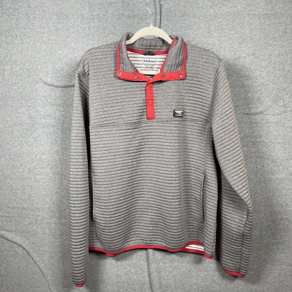 L.L. Bean Airlight Knit 1/4 Snap Pullover Men's XL Gray Slightly Fitted